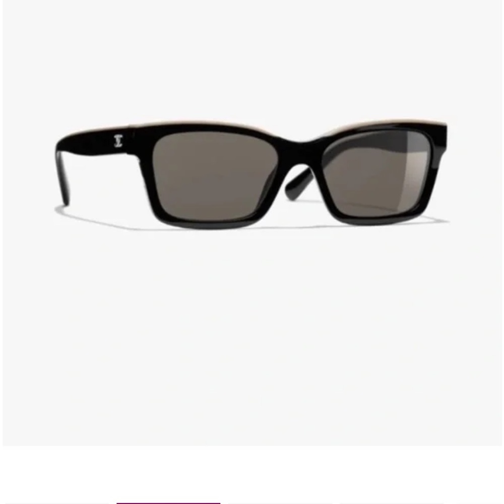CHANEL Square Acetate Black & Beige Sunglasses